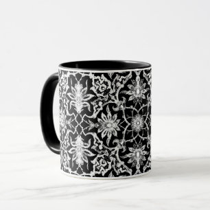 Art Nouveau Chinese Tile - White on Black Tasse