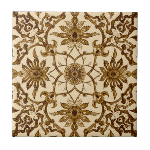 Art Nouveau chinesisches Muster - Braun und Beige Fliese