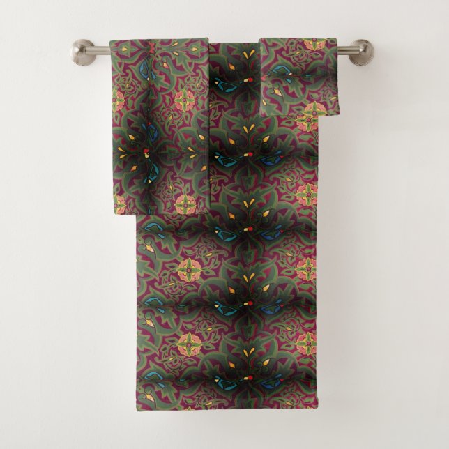 Art Nouveau Christopher Dresser Blumenkunst Badhandtuch Set (Insitu)