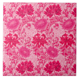 Art Nouveau Chrysanthemen, Fuchsia Pink Fliese