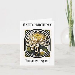 Art Nouveau Chrysanthemum November Geburtstagsfeie Karte