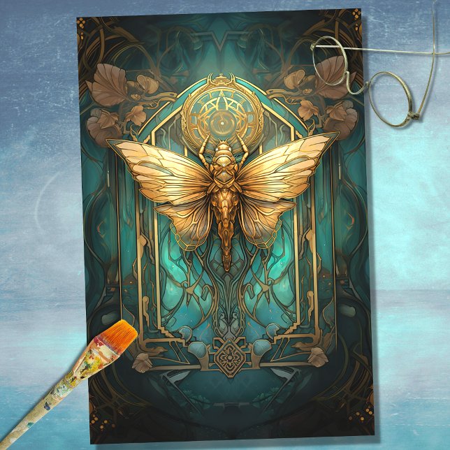 Art Nouveau Cicada 1 Dekopapier Seidenpapier (Von Creator hochgeladen)