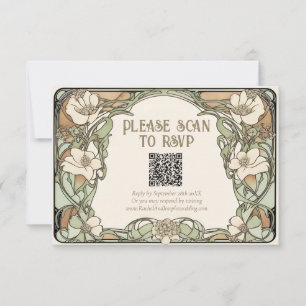 Art Nouveau Classic Floral Wedding Response Card RSVP Karte