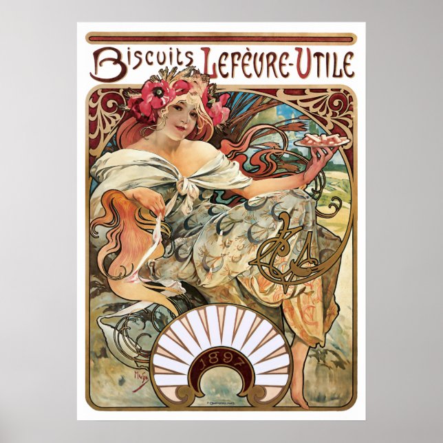 Art Nouveau Cookie Advertising von Alphonse Mucha Poster (Vorne)