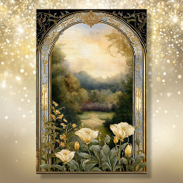 Art Nouveau Cream Floral Blue n Gold Ephemera 2A Seidenpapier