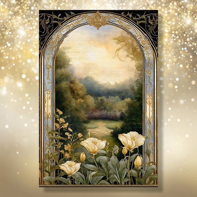 Art Nouveau Cream Floral Blue n Gold Ephemera 2A Seidenpapier (Von Creator hochgeladen)