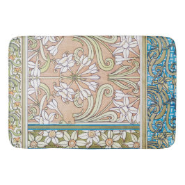Art Nouveau daffodil Verneui Textilfloralkunst Badematte