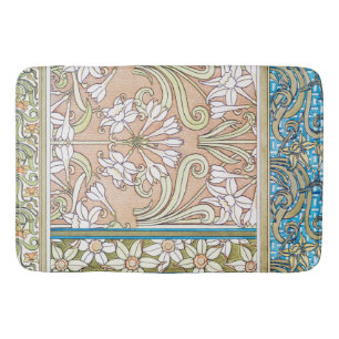 Art Nouveau daffodil Verneui Textilfloralkunst Badematte