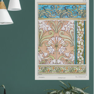 Art Nouveau daffodil Verneui Textilfloralkunst Poster