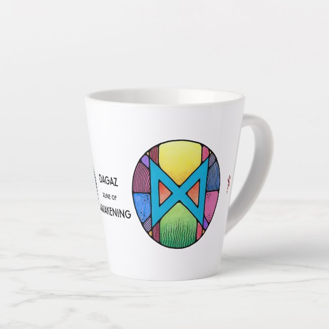 Art Nouveau Dagaz Rune Latte Tasse - AWAKENING! (Rechte Ecke)