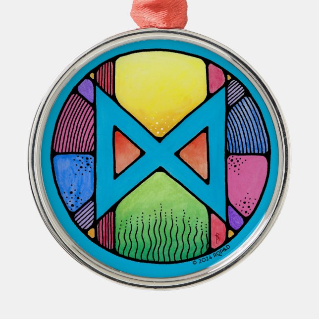 Art Nouveau Dagaz Rune of Awakening Ornament Aus Metall (Vorne)