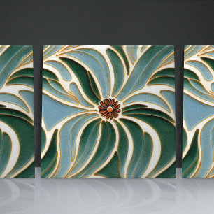 Art Nouveau Daisies Nahtlose, blaue Blumen Fliese