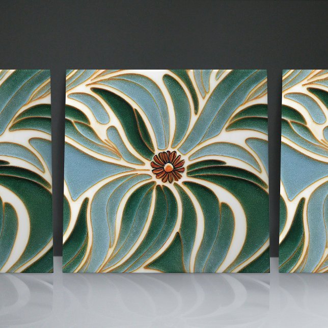 Art Nouveau Daisies Nahtlose, blaue Blumen Fliese (Von Creator hochgeladen)