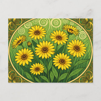 Art Nouveau Daisies Postkarte