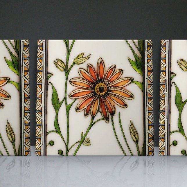 Art Nouveau Daisies Unberührte Flora Fliese (Von Creator hochgeladen)