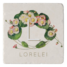 Art Nouveau Daisies Wreath Monogram zum Personalis