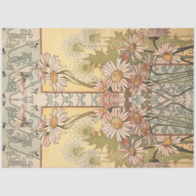 Art Nouveau Daisy Border Seidenpapier (Vorderseite)