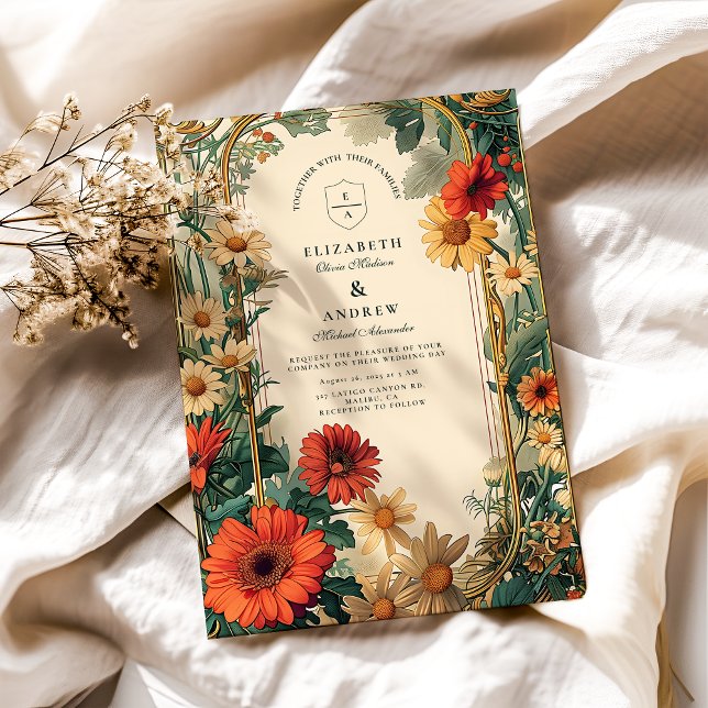 Art Nouveau Daisy Frame Wedding Einladung (Von Creator hochgeladen)