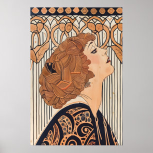Art Nouveau Dame Druck Französische Belle Époque M Poster