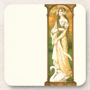Art Nouveau Dame Lily Blumen Untersetzer