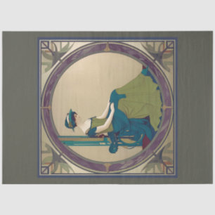 Art Nouveau Dame Wartend Decoupage Papier