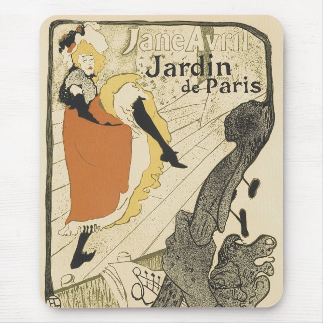 Art Nouveau Dancer Jane Avril, Toulouse Lautrec Mousepad (Vorne)
