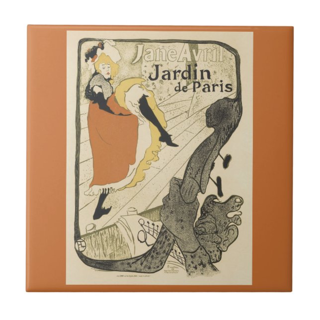 Art Nouveau Dancer Jane Avril von Toulouse Lautrec Fliese (Vorderseite)