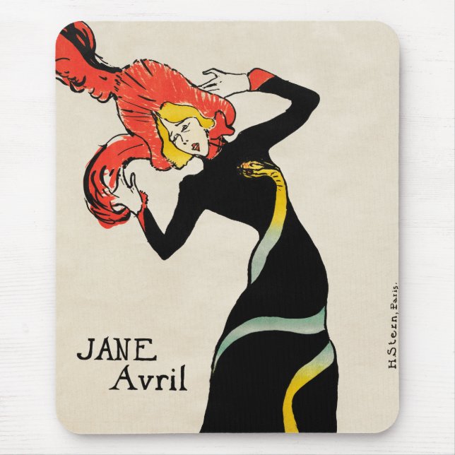 Art Nouveau Dancer Jane Avril von Toulouse Lautrec Mousepad (Vorne)