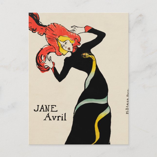 Art Nouveau Dancer Jane Avril von Toulouse Lautrec Postkarte (Vorderseite)
