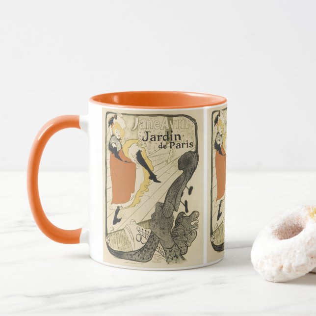 Art Nouveau Dancer Jane Avril von Toulouse Lautrec Tasse (Mit Donut)
