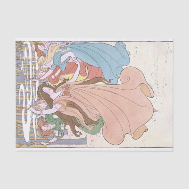 Art Nouveau Dancing Women Fairy Decoupage Seidenpapier (Vorderseite)