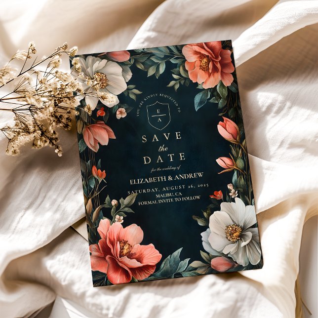 Art Nouveau Dark Florals Save The Date (Von Creator hochgeladen)