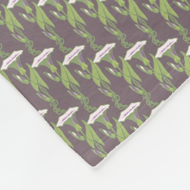 Art Nouveau dark Ipomoea Tapete Fleecedecke (Ecke)