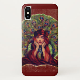 Art nouveau deco elegante Frau Pfauenfedern Case-Mate iPhone Hülle