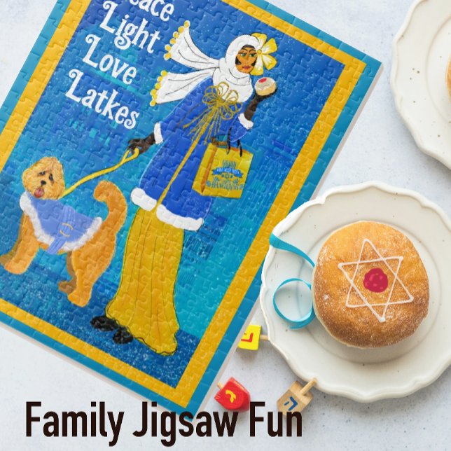 Art Nouveau Deko Hannukah Doodle Dog Puzzle (A Hanukkah jigsaw puzzle for the 8 days. Several sizes available.)