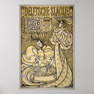 Art Nouveau Delftsche Slaolie Delft Salat Öl Poster