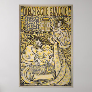 Art Nouveau Delftsche Slaolie Delft Salat Öl Poster