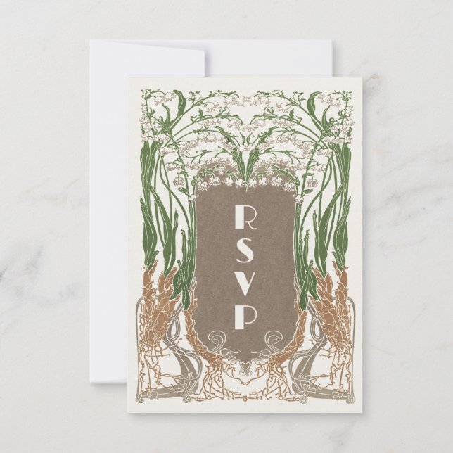 Art Nouveau Delicate Snowdrops QR RSVP (Rückseite)