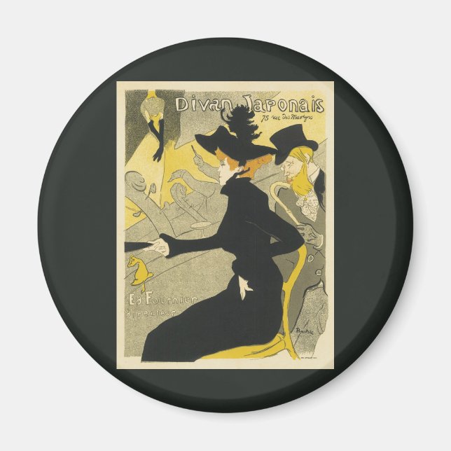 Art Nouveau, Divan Japonais von Toulouse Lautrec Magnet (Vorne)