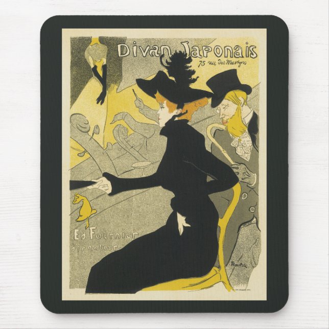 Art Nouveau, Divan Japonais von Toulouse Lautrec Mousepad (Vorne)