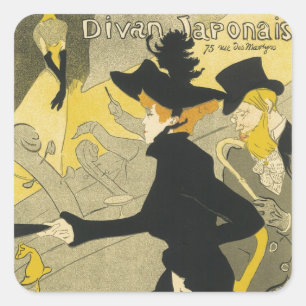 Art Nouveau, Divan Japonais von Toulouse Lautrec Quadratischer Aufkleber