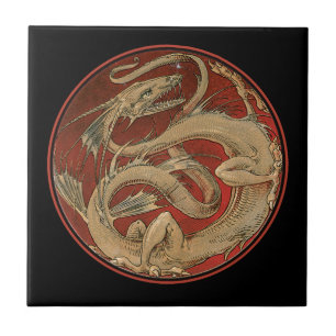 Art Nouveau Drachenlegende Fliese
