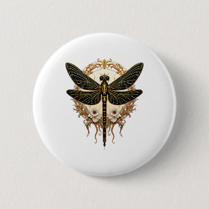 Art Nouveau Dragonfly Elegant Steampunk Button