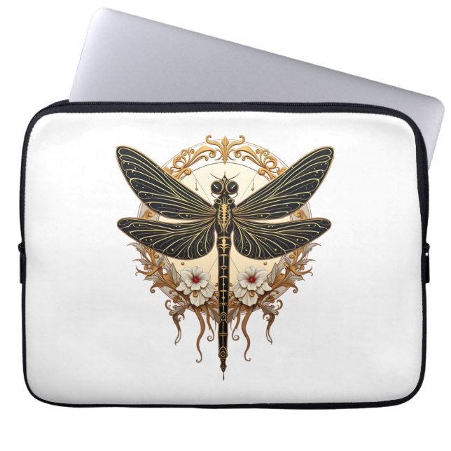 Art Nouveau Dragonfly Elegant Steampunk Laptopschutzhülle (Vorderseite)