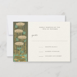 Art Nouveau Dragonfly Lily Pad UAWG Response Card RSVP Karte