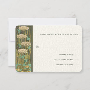 Art Nouveau Dragonfly Lilypad Response Card RSVP Karte