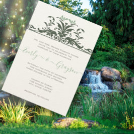 Art Nouveau Dragonfly Pale Mint Wedding Einladung