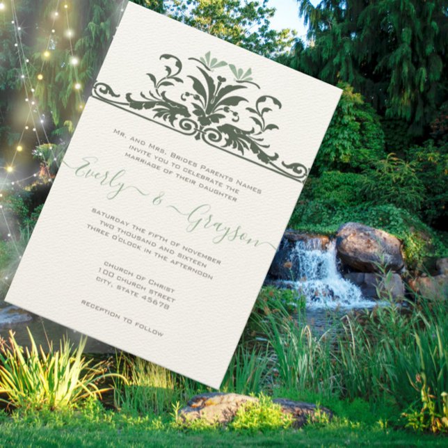 Art Nouveau Dragonfly Pale Mint Wedding Einladung (Von Creator hochgeladen)