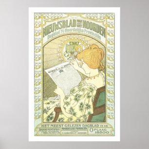 Art Nouveau Dutch Newspapier ad Poster