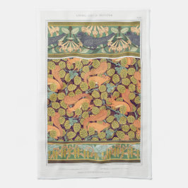 Art Nouveau Eichhörnchen Blütenfall Textilkunst Geschirrtuch